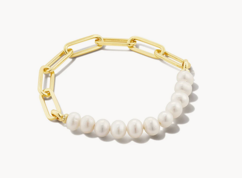 Kendra Scott Gold Half Chain Bracelet In White Bracelet