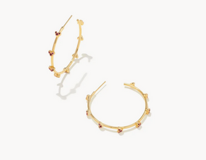 Kendra Scott Gold Haven Crystal Heart Hoop Earrings In Pink Crystal