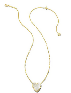 Kendra Scott Gold Heart Pendant Necklace- Ivory Mother of Pearl