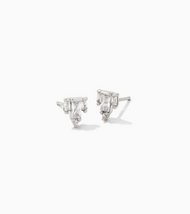 Kendra Scott Juliette Silver Stud Earrings In White Crystal - SALE