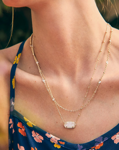Kendra Scott Elisa Gold Multi Strand Necklace In Iridescent Drusy