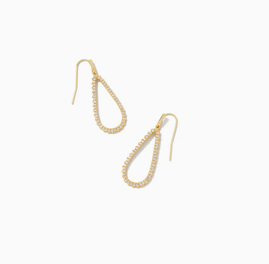 Kendra Scott Payton Gold Small Open Frame Earrings In White Crystal