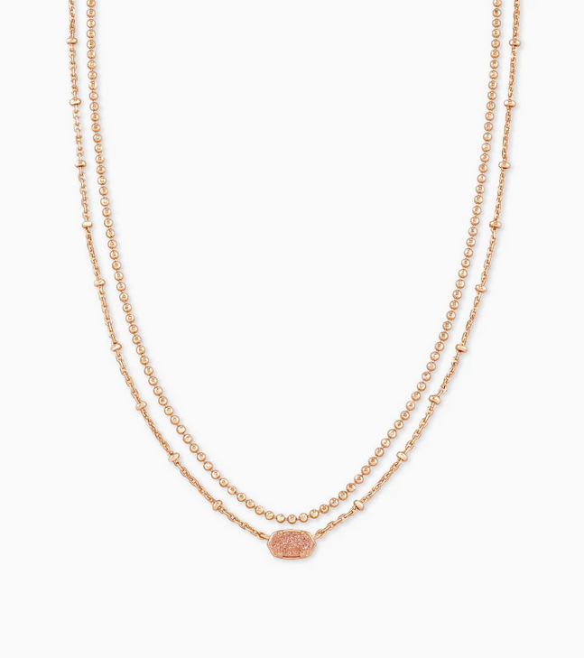 Kendra Scott Rose Gold Emilie Multi Strand Necklace In Sand Drusy