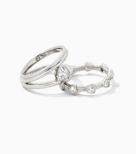 Kendra Scott Silver Arden Ring Set In White Crystal - 25% OFF!