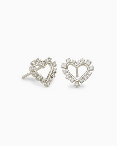 Kendra Scott Silver Ari Heart Crystal Stud Earrings