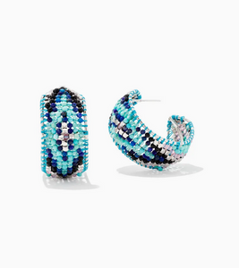 Kendra Scott Silver Britt Hoop Earrings In Turquoise Mix