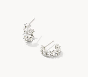 Kendra Scott Silver Cailin Crystal Huggie Earrings In White Crystal