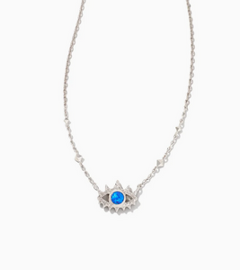 Kendra Scott Silver Gemma Necklace In Bright Blue Kyocera Opal