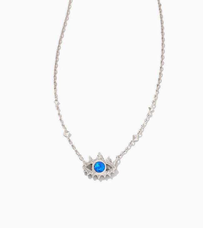 Kendra Scott Silver Gemma Necklace In Bright Blue Kyocera Opal