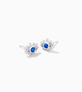Kendra Scott Silver Gemma Stud Earrings In Bright Blue Kyocera Opal