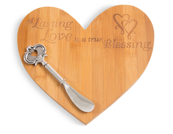 Lasting Love Bamboo Cheese Board with Spreader