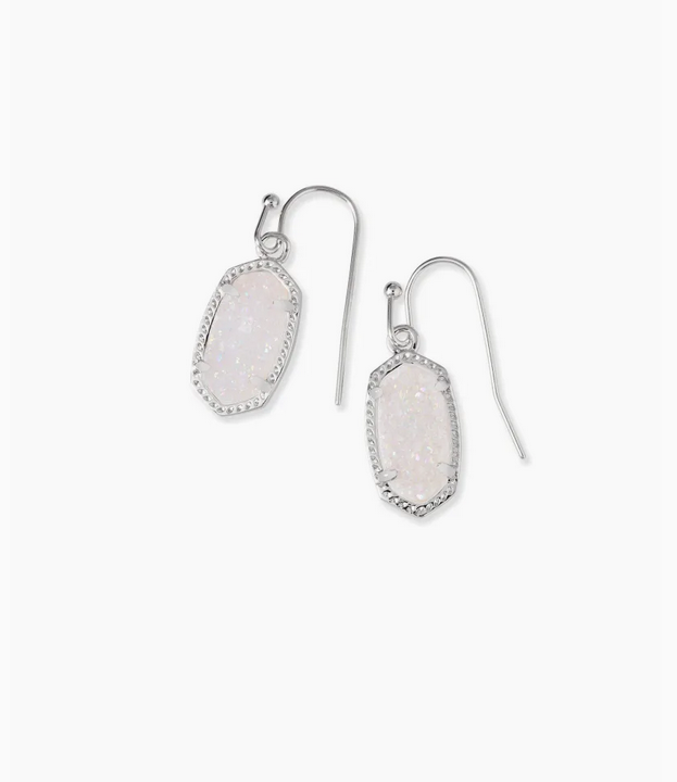 Kendra Scott Silver Lee Earrings In Iridescent Drusy