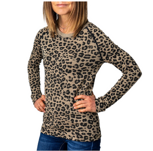Leopard Fleece Lined Top size XL