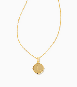 Kendra Scott Letter L Gold Disc Necklace In Iridescent Abalone