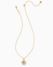 Load image into Gallery viewer, Kendra Scott Letter T Gold Disc Necklace In Iridescent Abalone
