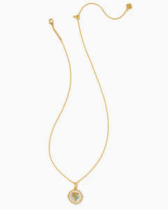 Kendra Scott Letter T Gold Disc Necklace In Iridescent Abalone