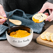 Load image into Gallery viewer, Live Love Family Ceramic Bowl and Bamboo Spoon Set
