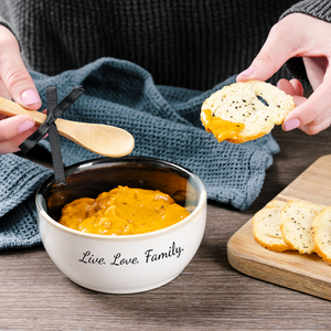 Live Love Family Ceramic Bowl and Bamboo Spoon Set
