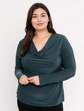 Load image into Gallery viewer, Long Sleeve Green Cowl Neck Top
