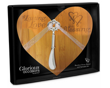 Load image into Gallery viewer, Lasting Love Bamboo Cheese Board with Spreader
