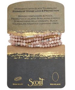 Morganite- Stone of Love and Protection Beaded Wrap Bracelet/Necklace