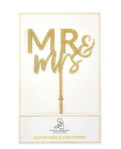 Mr. and Mrs. Gold Glitter Acrylic Cake Topper