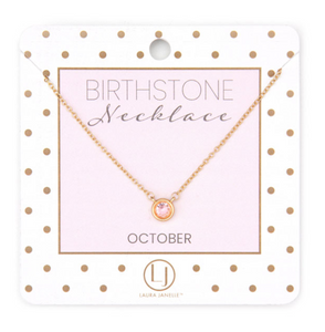 October Dainty Birthstone Necklace - Pink Tourmaline