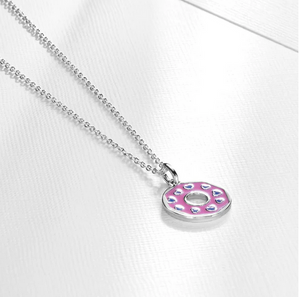 Girl's Sterling Silver Pink Donut Necklace