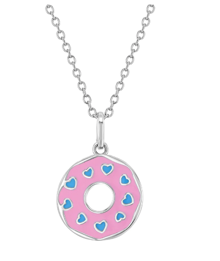 Girl's Sterling Silver Pink Donut Necklace