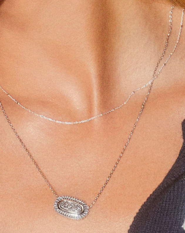 Jae Star Silver Pendant Necklace in Platinum Drusy