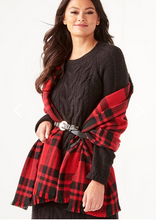 Load image into Gallery viewer, Red and Black Plaid Blanket Scarf
