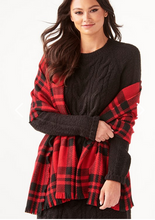 Load image into Gallery viewer, Red and Black Plaid Blanket Scarf
