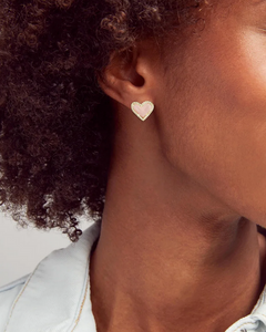 Kendra Scott Gold Ari Heart Stud Earrings In Rose Quartz