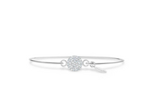 Load image into Gallery viewer, Sterling Silver Pavé Disk Icon Bangle
