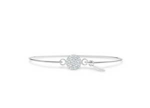 Sterling Silver Pavé Disk Icon Bangle