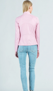Pink Liquid Leather Jacket by Clara Sunwoo