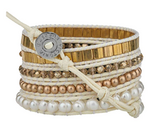 Load image into Gallery viewer, Gold Tila Apple Watch Band Wrap Bracelet on SALE!
