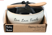 Load image into Gallery viewer, Live Love Family Ceramic Bowl and Bamboo Spoon Set
