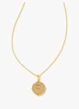 Load image into Gallery viewer, Kendra Scott Letter R Gold Disc Necklace In Iridescent Abalone
