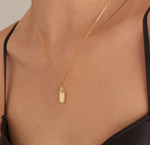 Gold Plated Sterling Silver Glam Tag Necklace