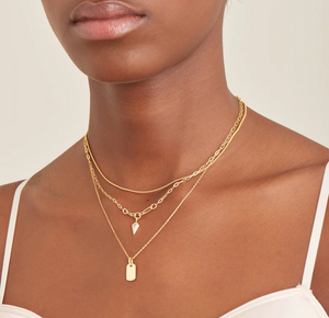 Gold Plated Sterling Silver Glam Tag Necklace