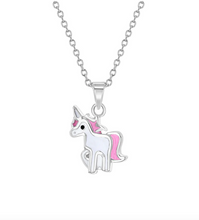 Load image into Gallery viewer, Girl’s Sterling Silver Dazzling Unicorn Necklace (13mm x 7mm)
