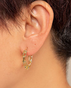 Small Gold Paperclip Hoop Earrings