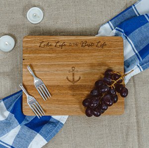 Lake Life Is The Best Life - 9" Acacia Cheese/Bread Board Set