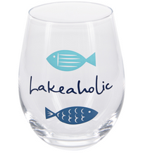 Load image into Gallery viewer, Lakeaholic Stemless Wine Glass 18oz
