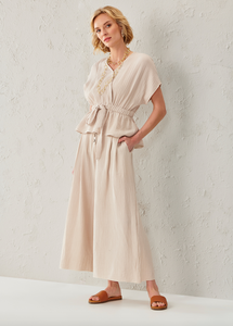 Tan Sinched Waist Top