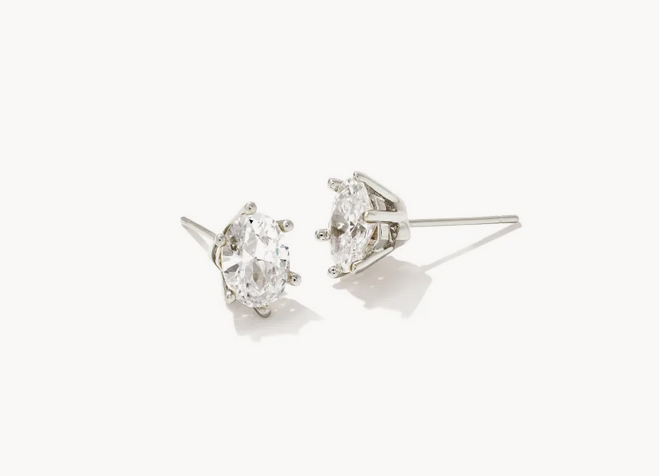 Kendra Scott Silver Cailin Stud Earrings In White Crystal