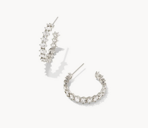 Kendra Scott Silver Cailin Crystal Hoop Earrings In White Crystal