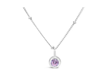 Sterling Silver Pink Tourmaline Necklace - October Birthstone