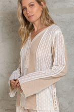 Load image into Gallery viewer, Beige Boho Henley Top with Lace
